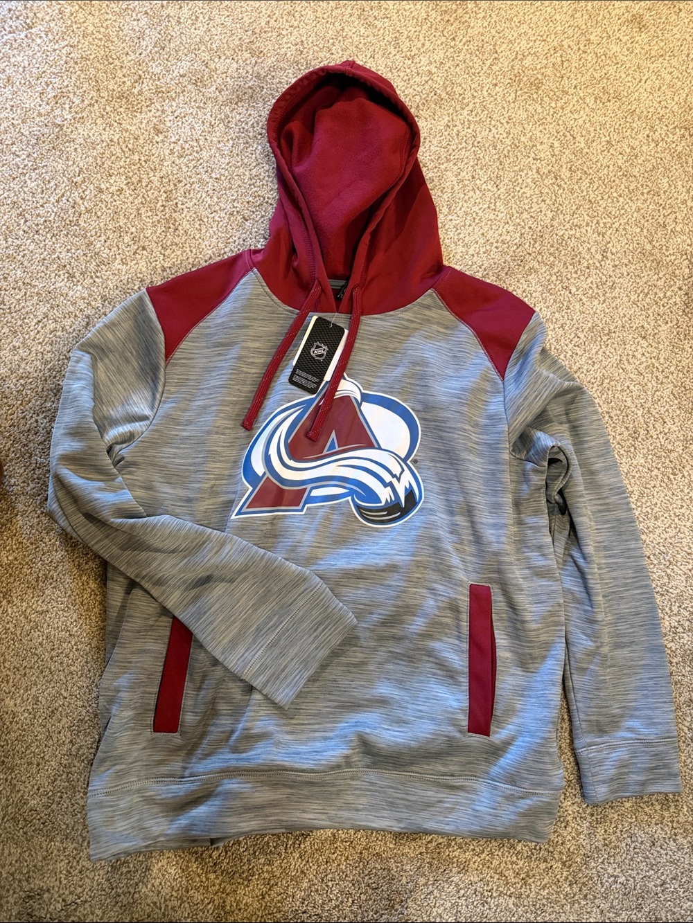 NHL Colorado Avalanche Gray & Burgundy Crewneck Hoodie
